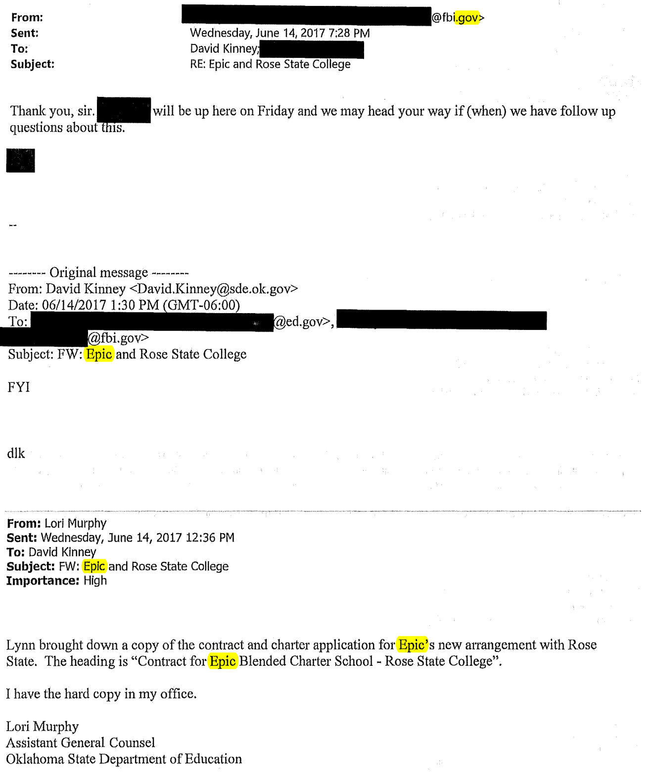 Epic Charter Schools investigation: Email dated June 14, 2017